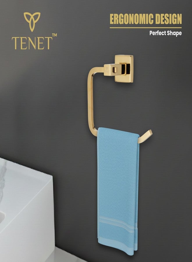 TENET Towel Ring | Hand Towel Holder | Washbasin Napkin Stand | Towel Hanger | Napkin Loop Wall Mounted Bathroom Accessory (Gold, Pack of 1) | 1 Year Warranty - Image 5